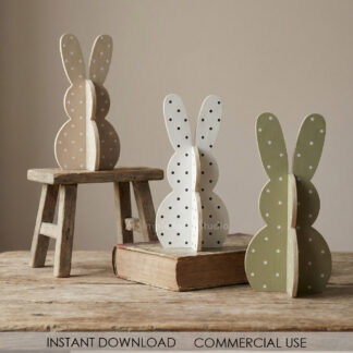 3D Standing Easter Bunnies Svg Easter Rabbit Svg Wooden Slotted Bunny Laser Cut File Glowforge xTool CNC Bunny Shelf Sitter Spring Decor