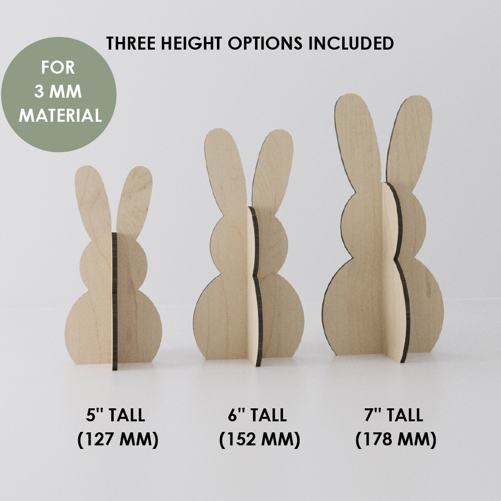 3D Standing Easter Bunnies Svg Easter Rabbit Svg Wooden Slotted Bunny Laser Cut File Glowforge xTool CNC Bunny Shelf Sitter Spring Decor - Image 3