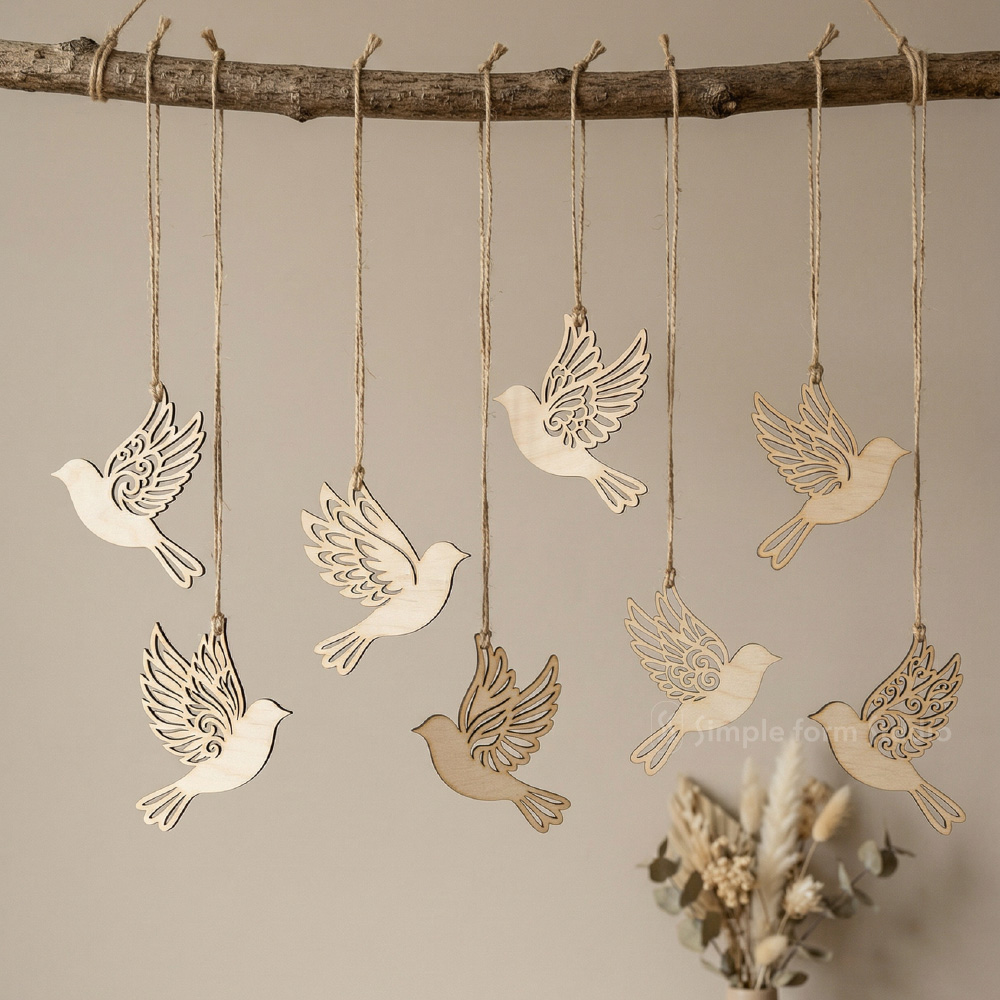Bird Ornaments SVG Flying Bird Pendant Laser Cut File Spring Window Decor Hanging Ornaments Glowforge xTool CNC Digital Download - Image 2