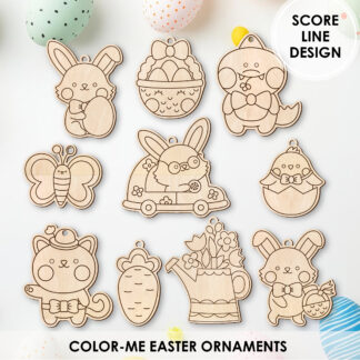 Color-me Easter paint kit ornaments SVG for kids crafts and classroom DIY coloring projects.