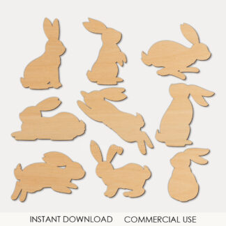 Easter Bunnies Svg Laser Cut File Easter Rabbits Svg Wood Bunnies Svg Spring Decor Glowforge Svg Cricut Files