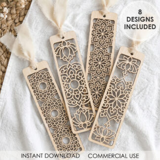 Mandala Bookmark SVG Bundle — 8 Decorative Filigree Designs for Laser Cutting, Glowforge and Cricut Crafts