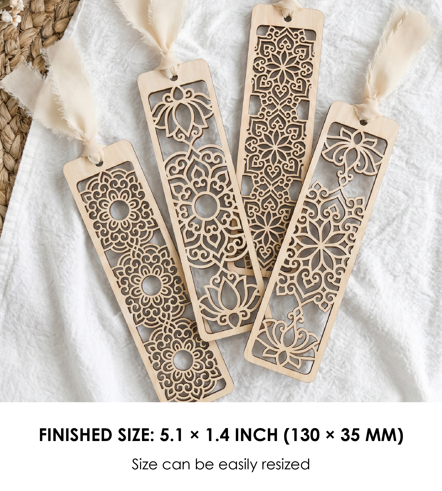 Mandala Bookmark SVG Bundle — 8 Decorative Filigree Designs for Laser Cutting, Glowforge and Cricut Crafts - Image 4