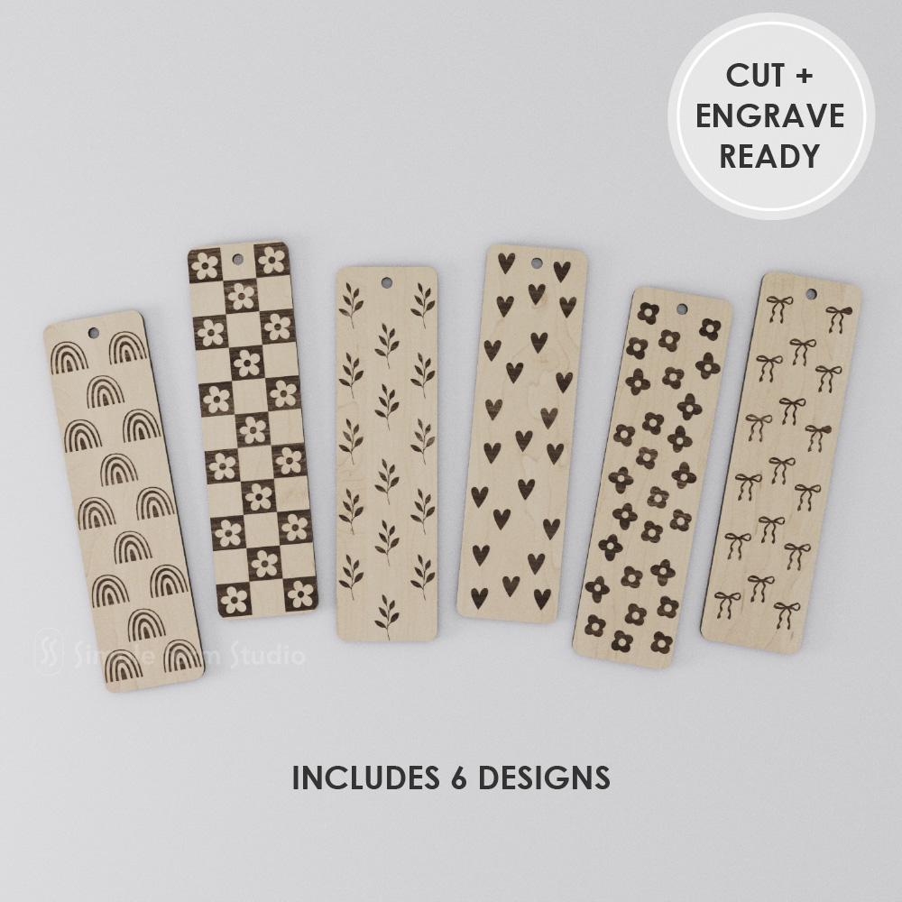 Minimal Floral Bookmark SVG Laser Cut Floral Bookmark Laser Engraving Files for Wooden Bookmarks Glowforge Cricut - Image 3