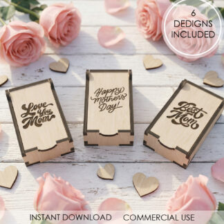 Laser Cut Mother's Day Box SVG, Wooden Gift Box File For Mom, Glowforge XTool CNC Laser Cut Box Design