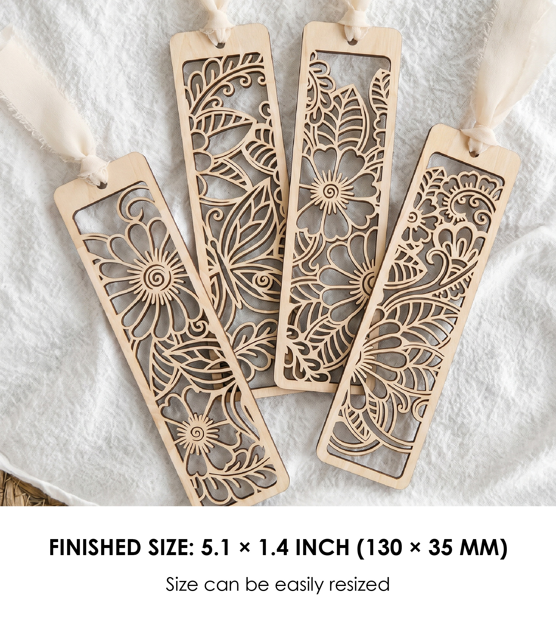 Ornamental Floral Bookmark SVG — Set of 8 Laser Cut Botanical Bookmarks for Glowforge and xTool - Image 4