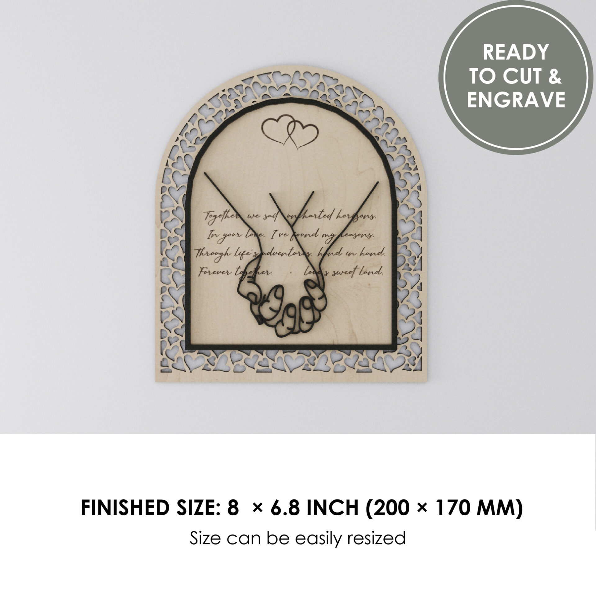 Personalized Couple Sign SVG with Hand Heart and Custom Names Laser Cut File for Anniversary and Wedding Gift - Image 3