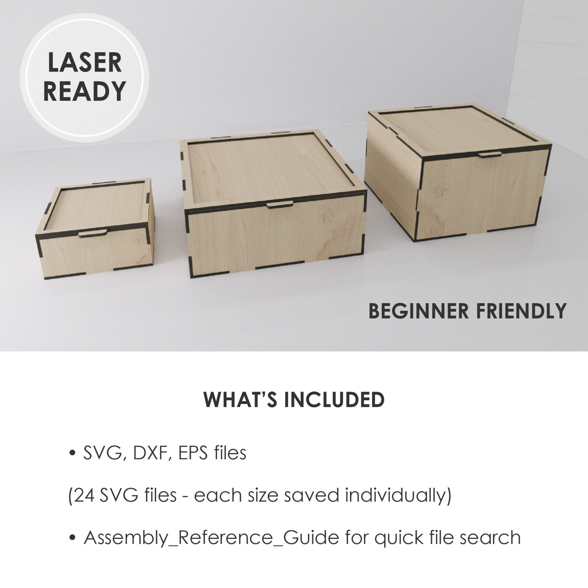 Slide Lid Box Bundle SVG Laser Cut 24 Sizes Gift Box And Storage Box Files For Glowforge Xtool CNC Wooden Box SVG - Image 3