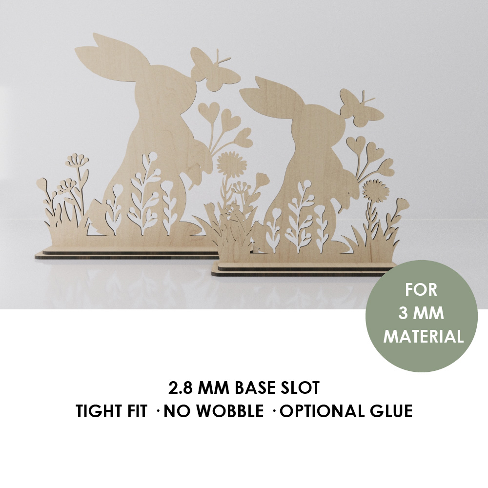 Standing Easter Bunny SVG Laser Cut Files Bunny Shelf Sitter With Base Spring Decor Glowforge Cricut Digital Download - Image 4