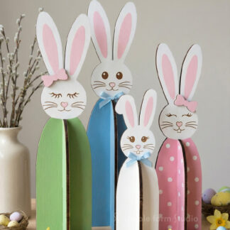 Standing Easter Bunnies Svg Tall 3D Bunny Laser Cut Files Easter Rabbit Svg Wooden Slotted Bunny Svg Glowforge xTool CNC