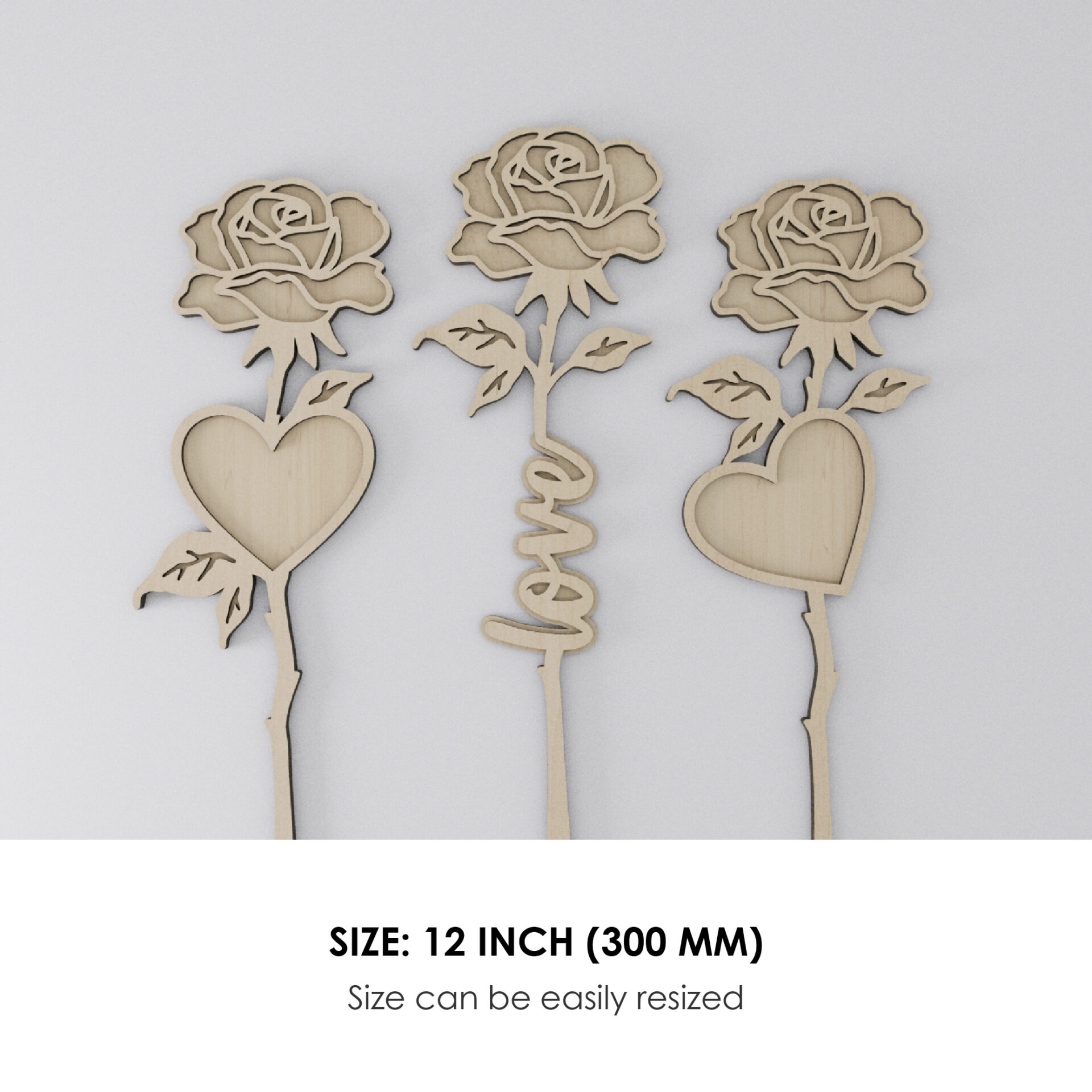 Valentine’s Day Rose SVG Bundle Laser Cut Files Romantic Gift Glowforge Cricut CNC Two Layered Flower SVG - Image 3