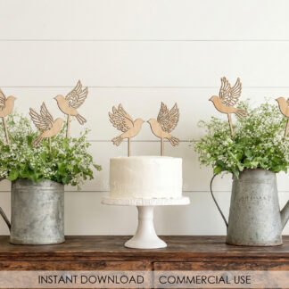 Bird Toppers SVG Laser Cutting File Bundle Wooden Birds Centerpiece Decor Glowforge Lasercut Cricut Project Home Table Decor