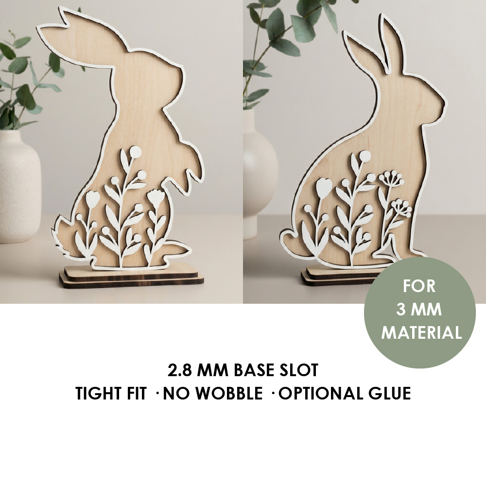 Standing Easter Bunny SVG Bundle Layered Bunnies Laser Cut Files Floral Rabbit Wood Decor Digital Download - Image 5