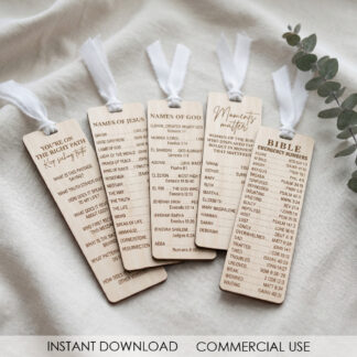 Bible Bookmark SVG Bundle Christian Laser Cut Files Names of God Jesus Scripture Set for Glowforge Cricut Religious Gift