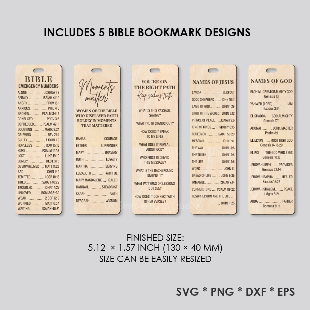 Bible Bookmark SVG Bundle Christian Laser Cut Files Names of God Jesus Scripture Set for Glowforge Cricut Religious Gift - Image 2