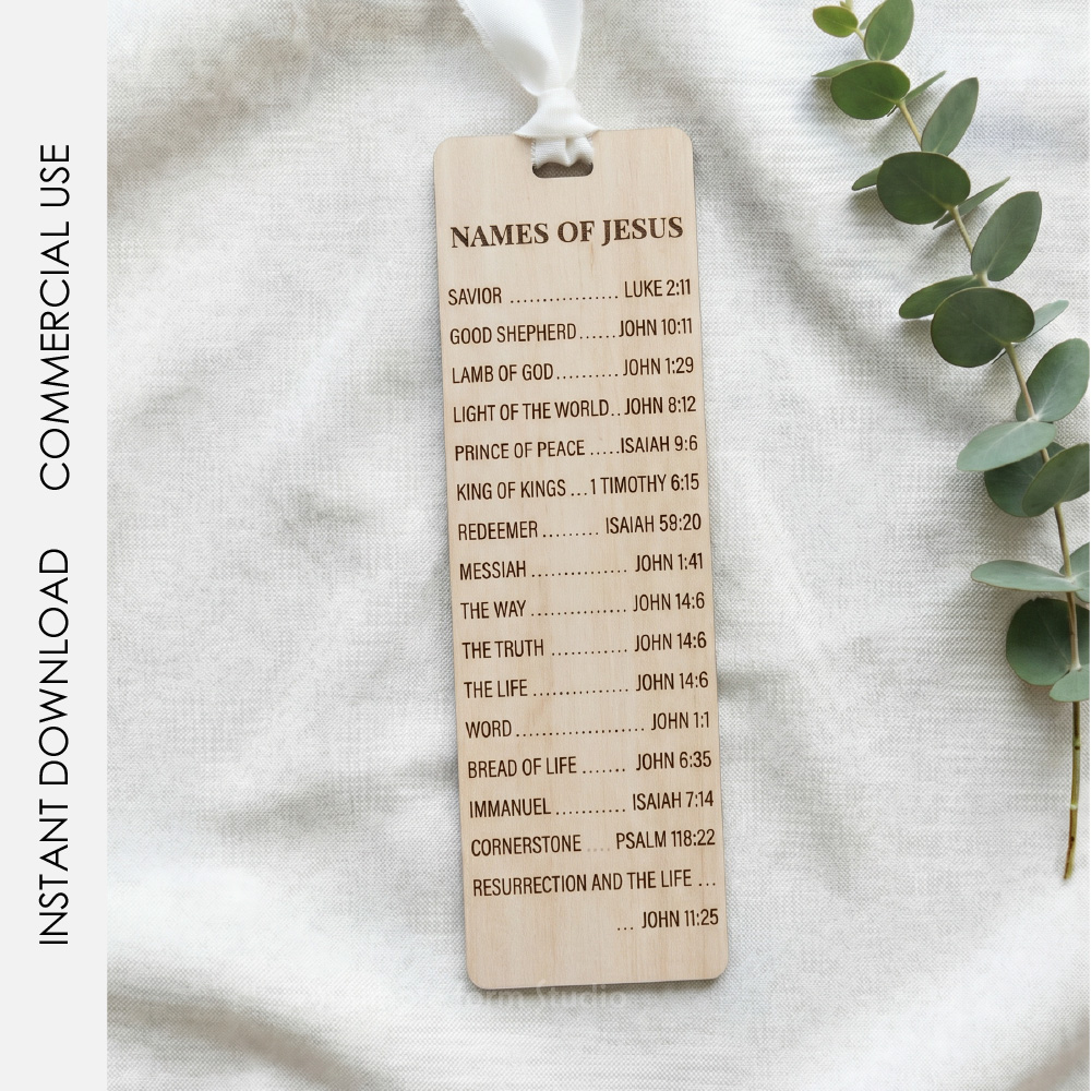 Bible Bookmark SVG Bundle Christian Laser Cut Files Names of God Jesus Scripture Set for Glowforge Cricut Religious Gift - Image 11