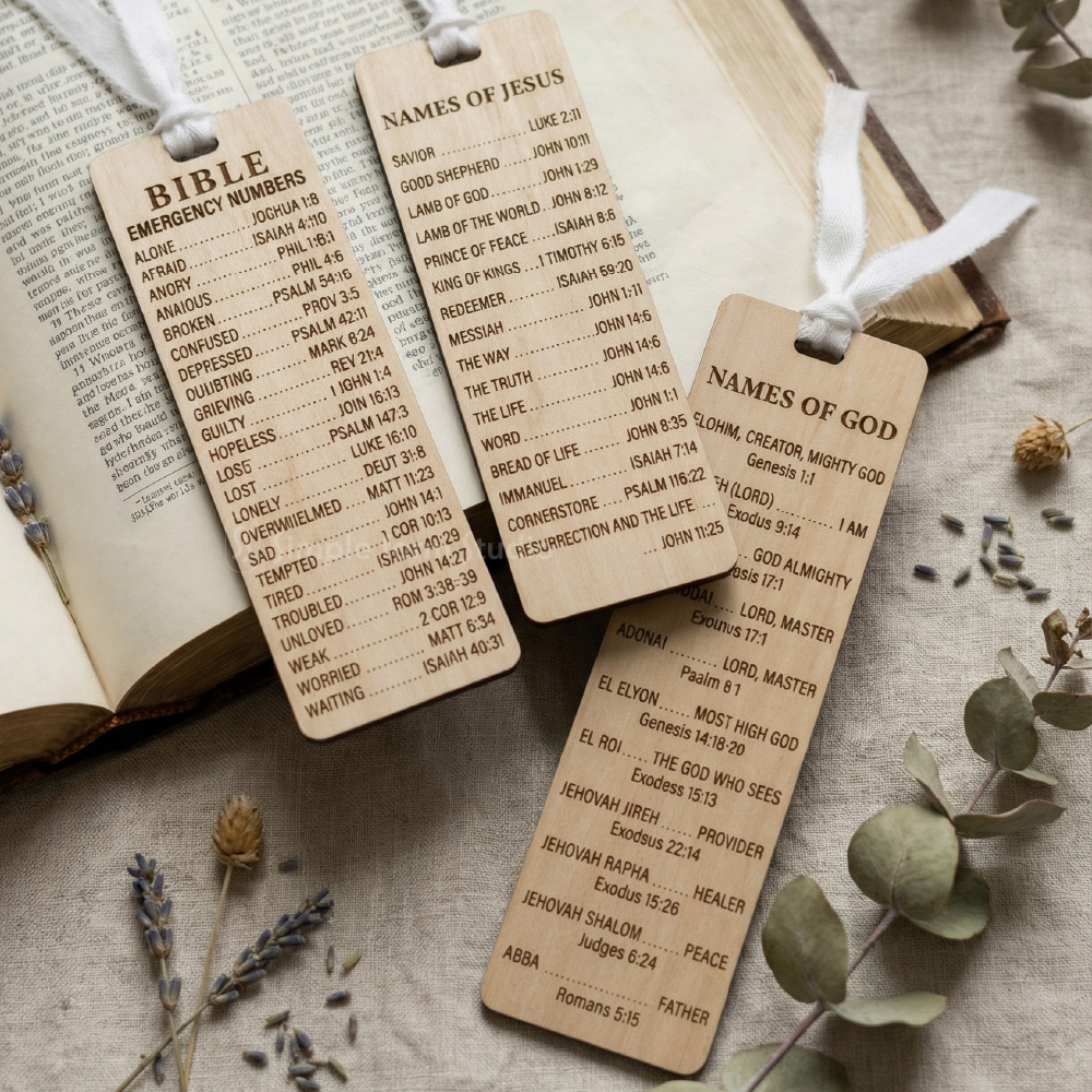 Bible Bookmark SVG Bundle Christian Laser Cut Files Names of God Jesus Scripture Set for Glowforge Cricut Religious Gift - Image 4