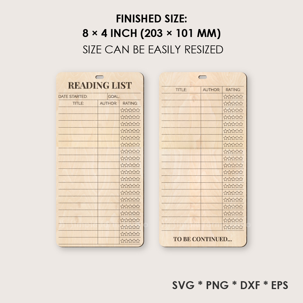 Reading List Bookmark SVG Library Card Book Tracker Laser Cut File Reading Log Template for Glowforge Cricut Book Club Gift - Image 2