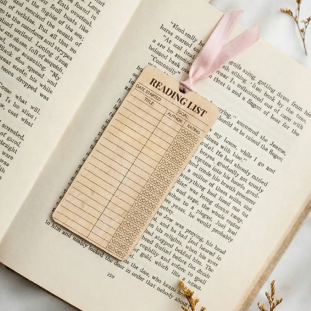 Reading List Bookmark SVG Library Card Book Tracker Laser Cut File Reading Log Template for Glowforge Cricut Book Club Gift - Image 4