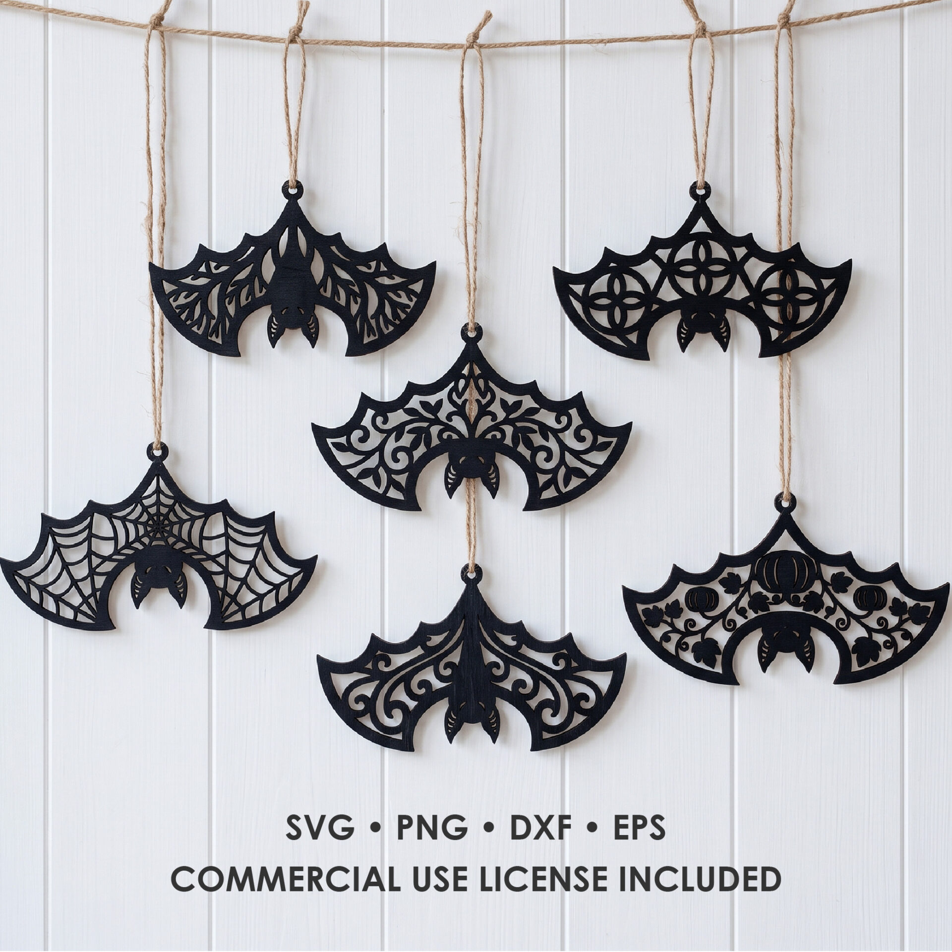 Halloween Bat SVG Bundle for Laser Cut Ornaments and Hanging Halloween Decor – 30 Bat Designs - Image 4