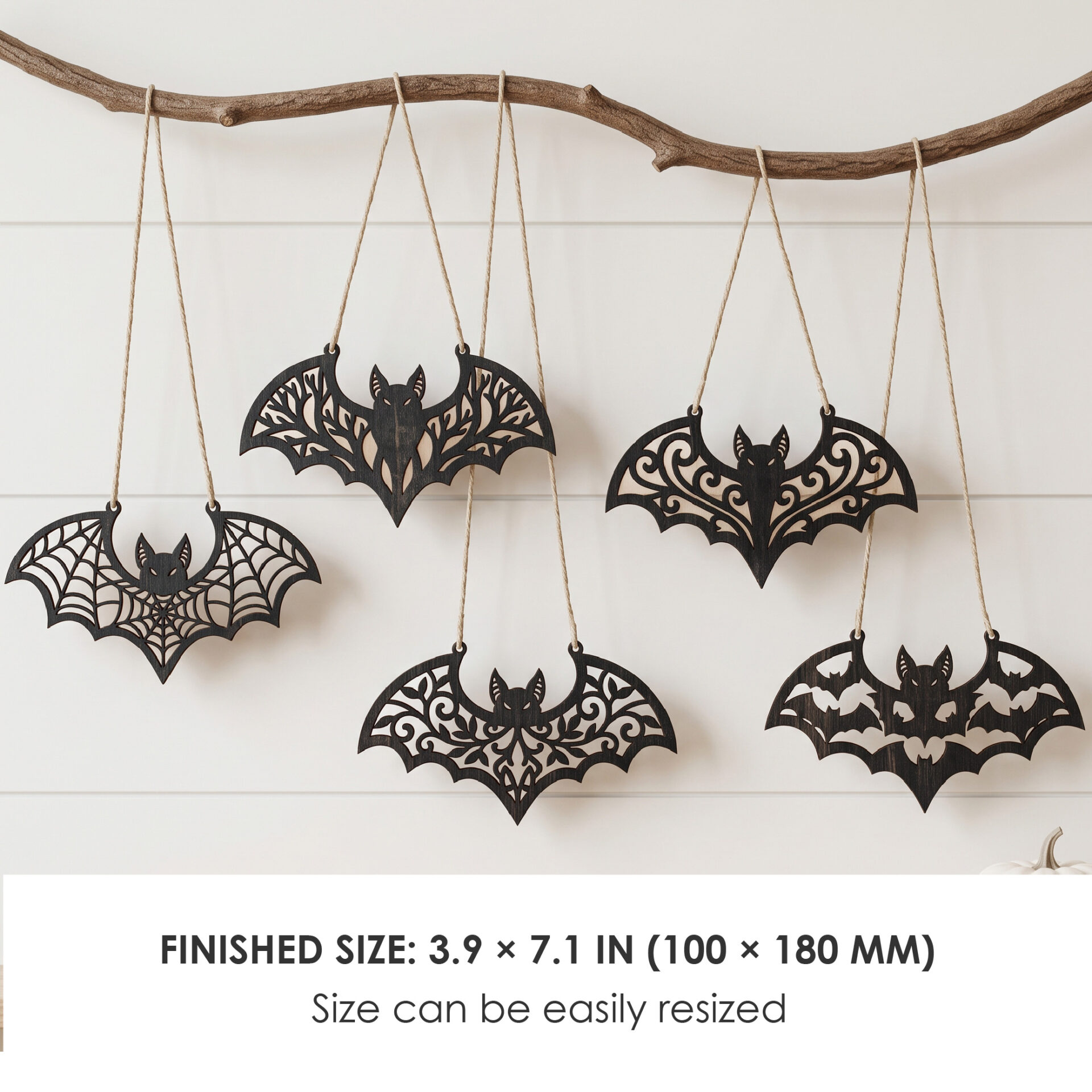 Halloween Bat SVG Bundle for Laser Cut Ornaments and Hanging Halloween Decor – 30 Bat Designs - Image 5