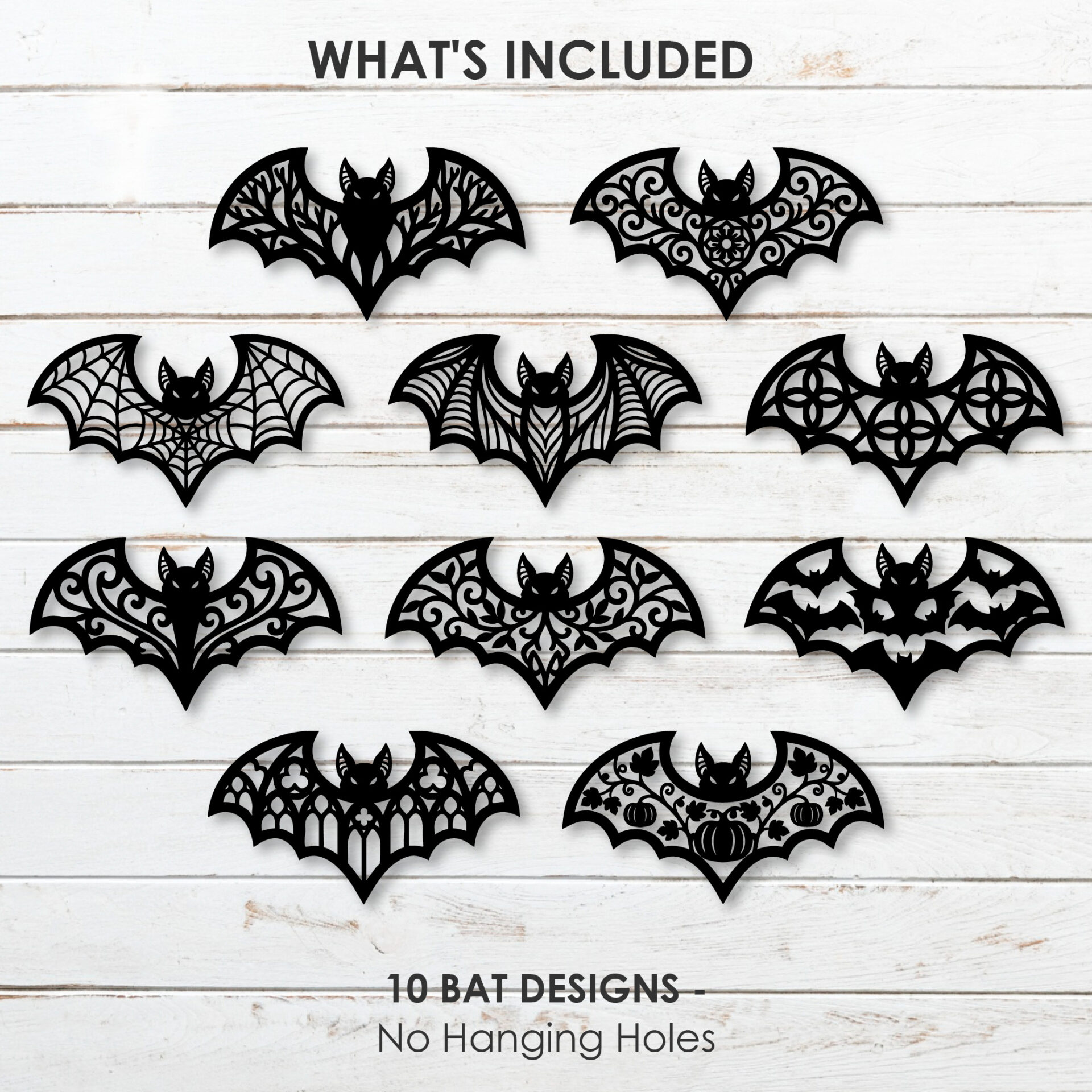 Halloween Bat SVG Bundle for Laser Cut Ornaments and Hanging Halloween Decor – 30 Bat Designs - Image 6