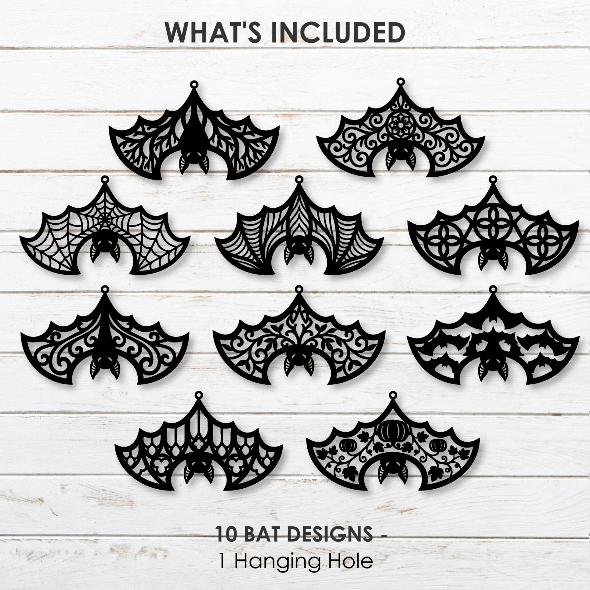 Halloween Bat SVG Bundle for Laser Cut Ornaments and Hanging Halloween Decor – 30 Bat Designs - Image 7