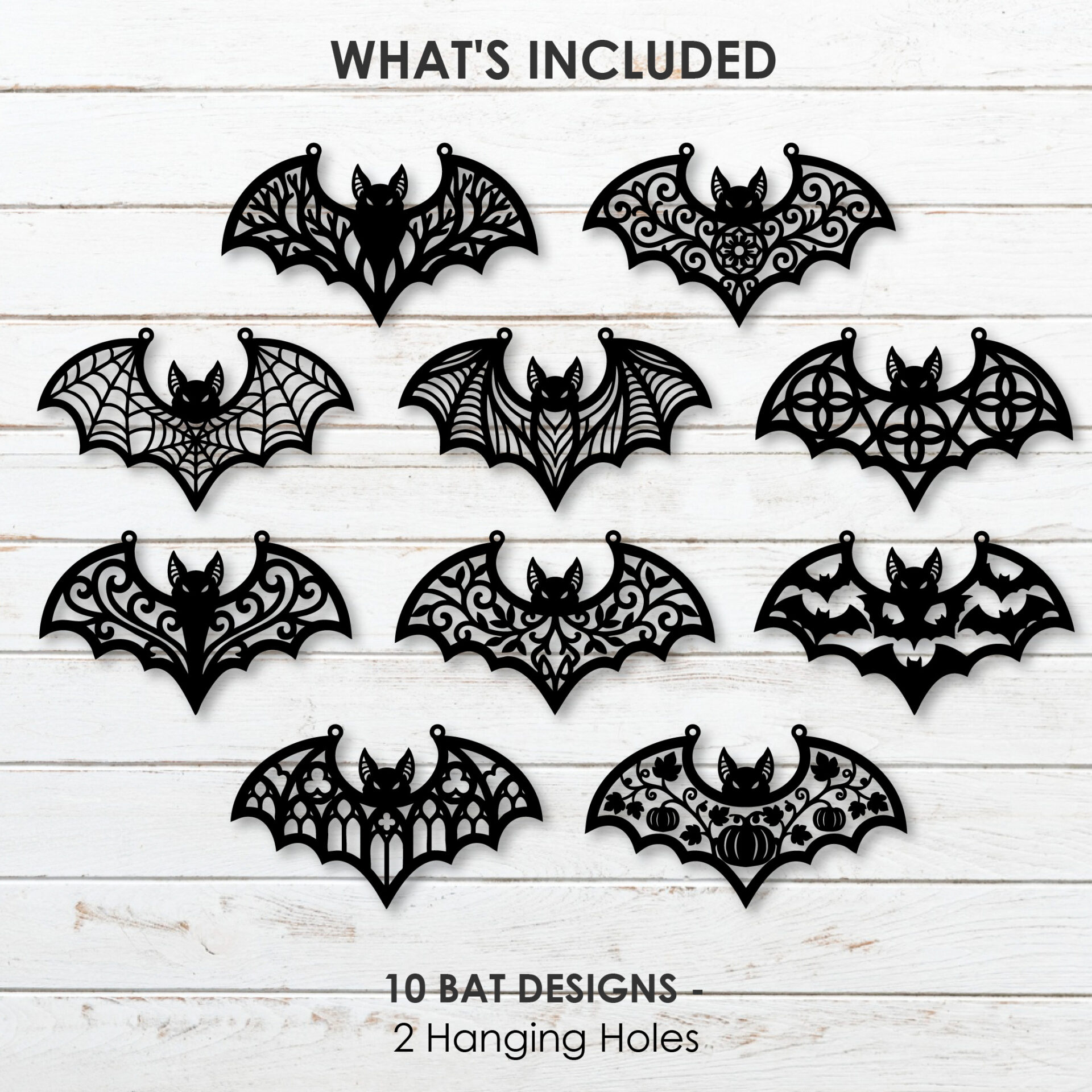 Halloween Bat SVG Bundle for Laser Cut Ornaments and Hanging Halloween Decor – 30 Bat Designs - Image 8