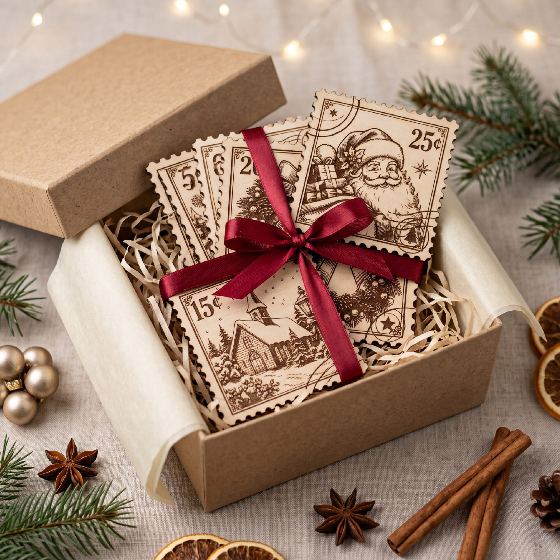 Vintage Christmas Stamp SVG Bundle for Laser Cut Ornaments, Gift Tags and Holiday Garland Decor - Image 6