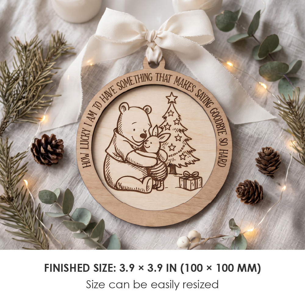 Winnie the Pooh Christmas Ornament SVG Bundle for Laser Cutting and Wood Engraving Holiday Decor - Image 4